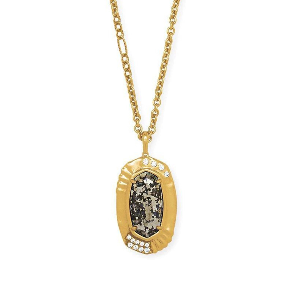 Kendra Scott Antique Gold Black Pyrite Mid Length Adjustable Necklace